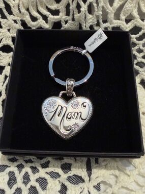 Brighton Silver 'Mom' Heart Keyring